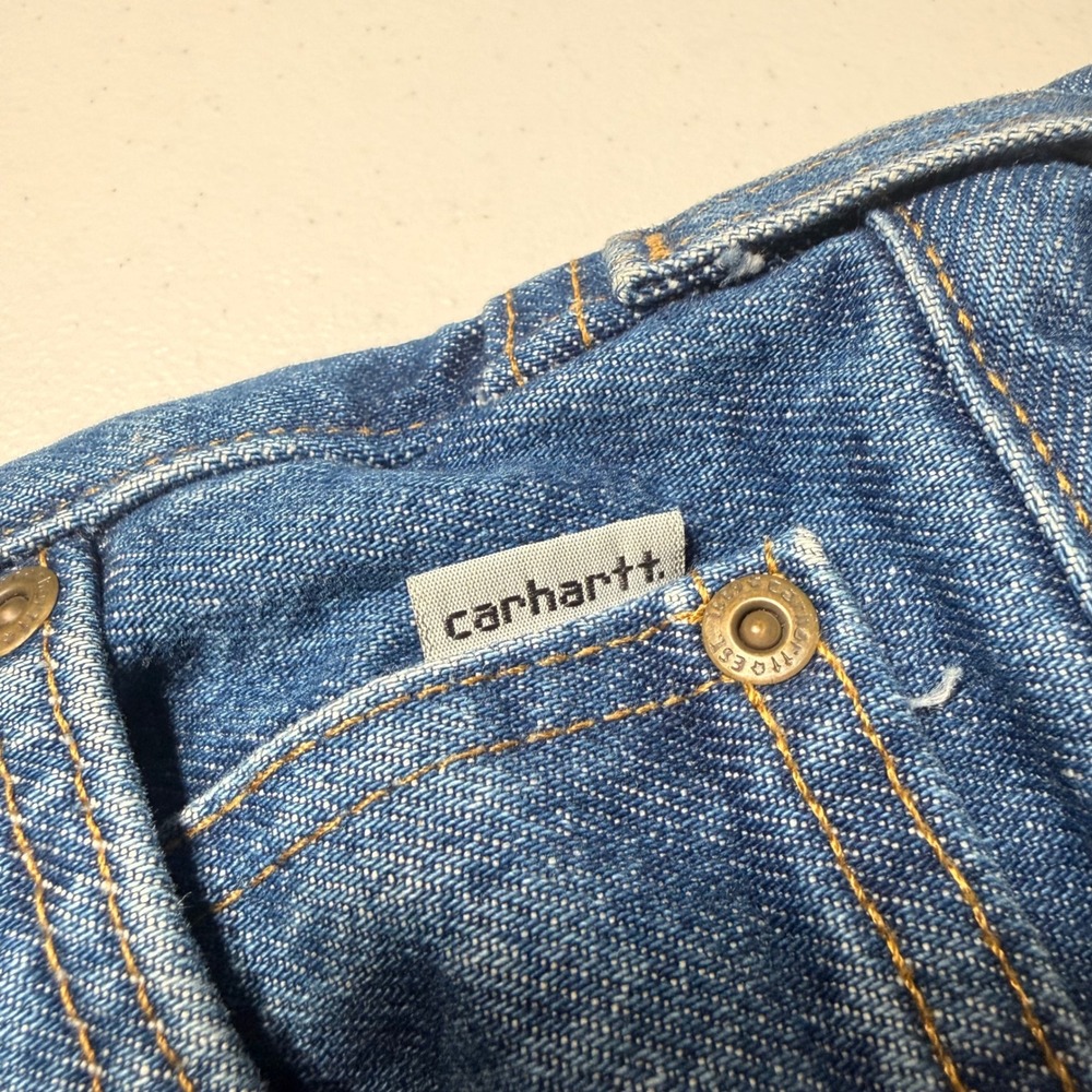 Carhartt Relaxed Fit Flannel Lined Jeans 36x32 Blue Denim Workwear - Picture 7 of 14